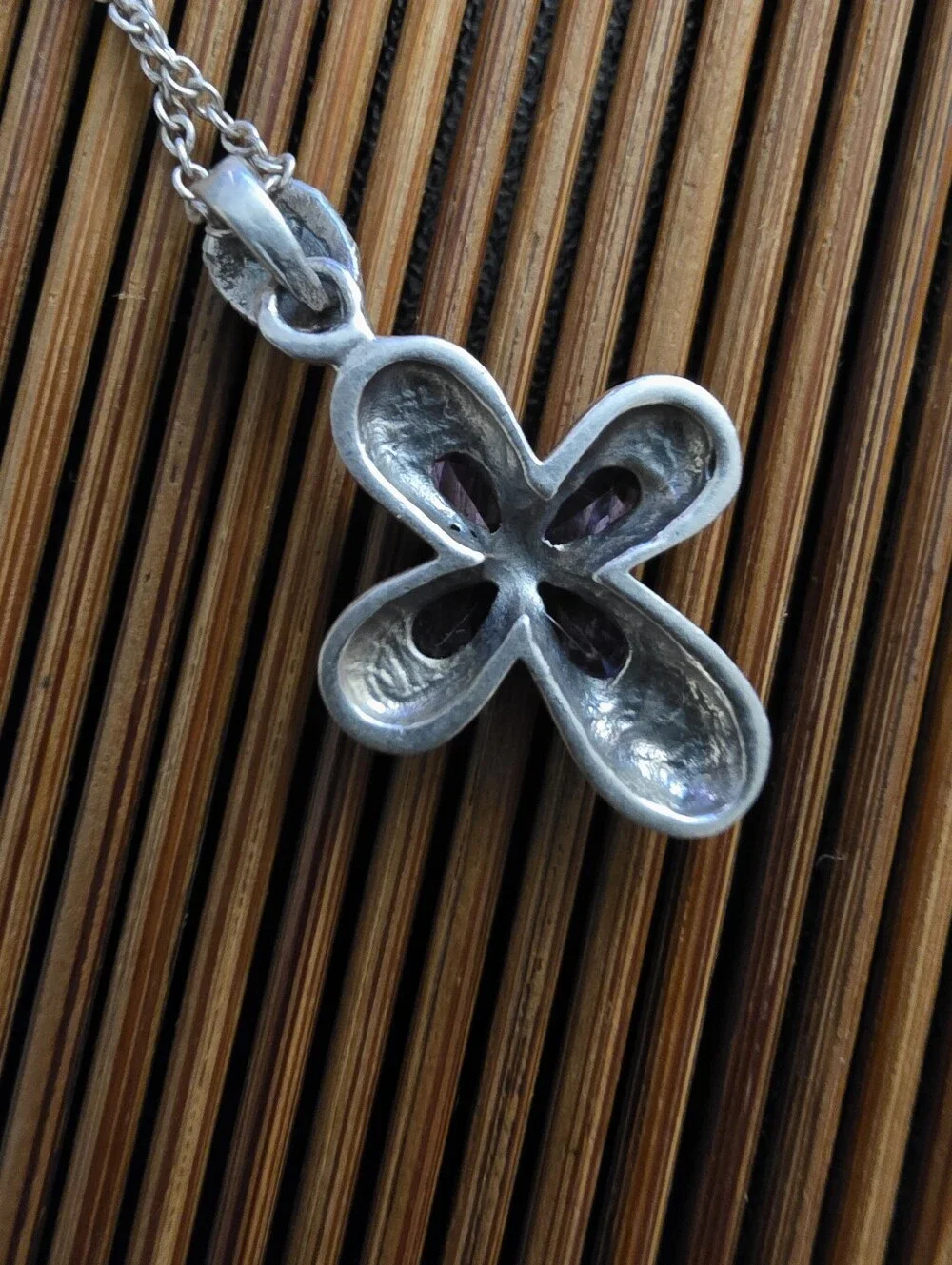 925 Silver Amethyst, Marcasite Chain Necklace (Vintage)